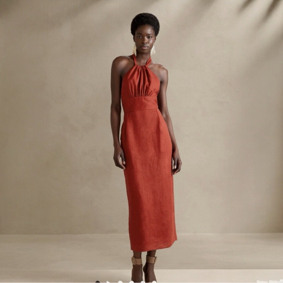 NWT Banana Republic Lisa Linen MIDI Dress - Picture 5 of 5